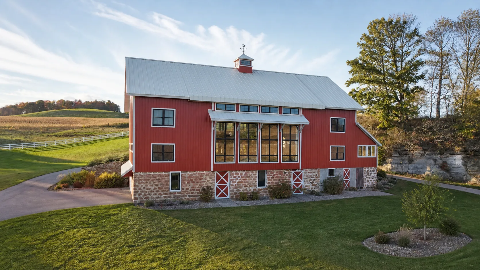 The Pelton barn — red exterior